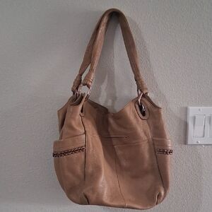 B. Makowsky Tan Leather Shoulder Bag